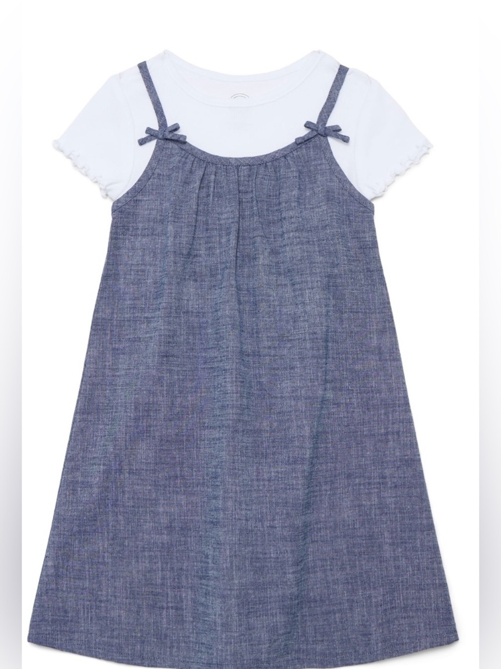 NWT Wonder Nation Girls 2-Piece Chambray Slip Dress & Ribbed Tee Set XS 4-5